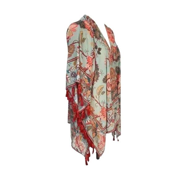 Soft Surroundings Floral Esme Shrug Kimono Topper Cardigan, Autumn Colors, S/M - Picture 4 of 5